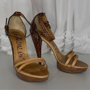 Lanvin 2012 ete Leather Snake Skin Sandal Brown Tan 36